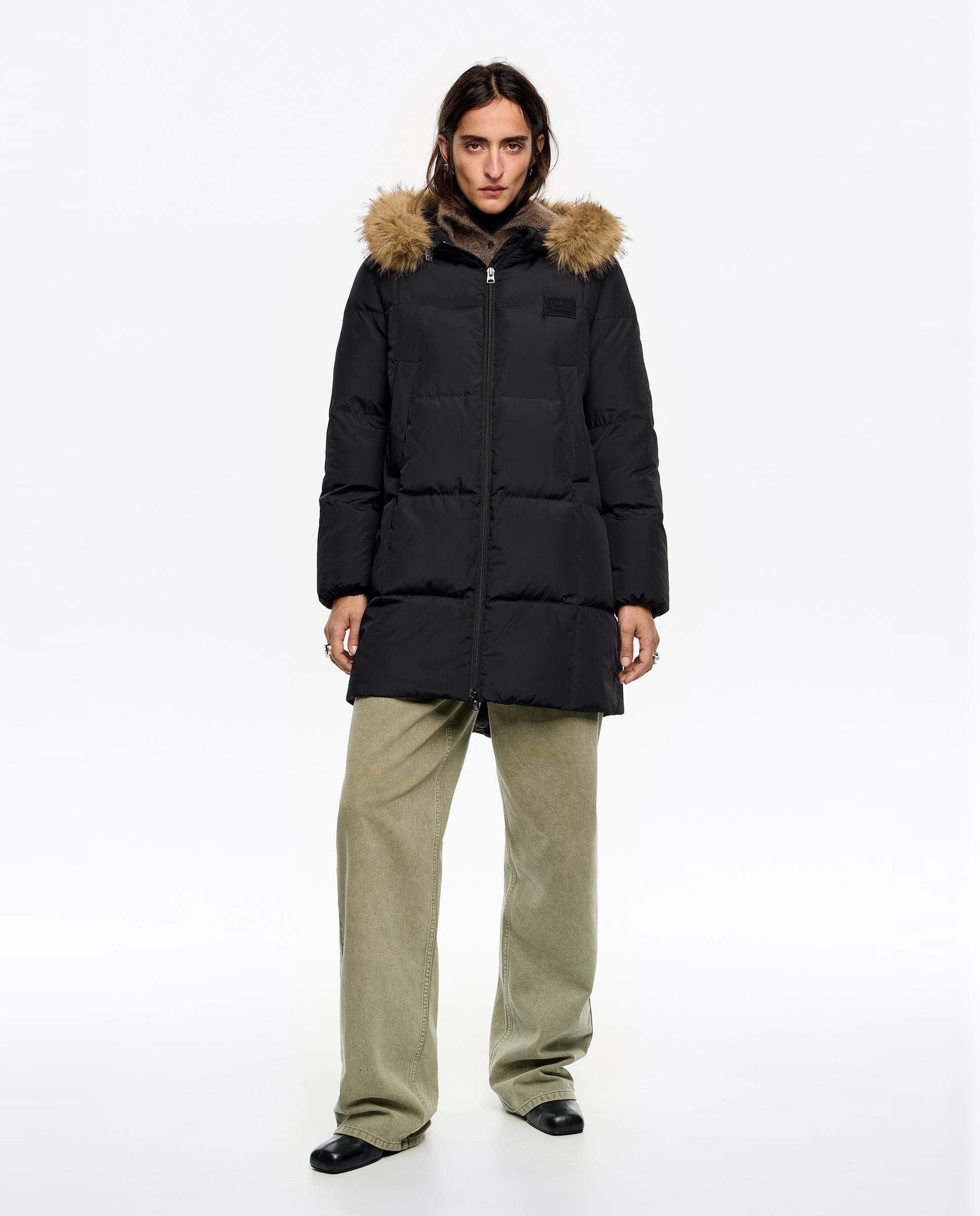 Bimba y Lola Plumífero de mujer de plumón recto capucha  pelo